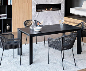 Обеденная группа Венето 4SIS на 4 персоны со стульями "Лион", каркас темно-серый, роуп темно-серый