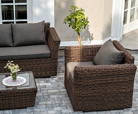 Капучино лаунж-зона из искусственного ротанга, цвет коричневый