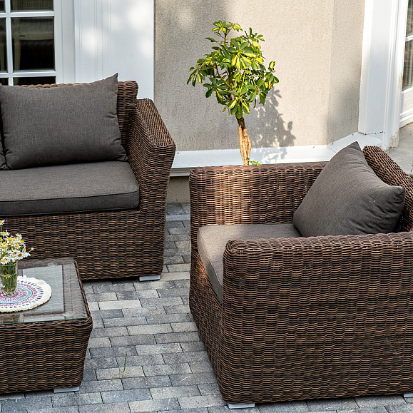 Капучино лаунж-зона из искусственного ротанга, цвет коричневый фото 5