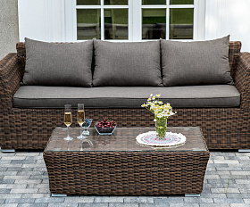 Капучино лаунж-зона из искусственного ротанга, цвет коричневый