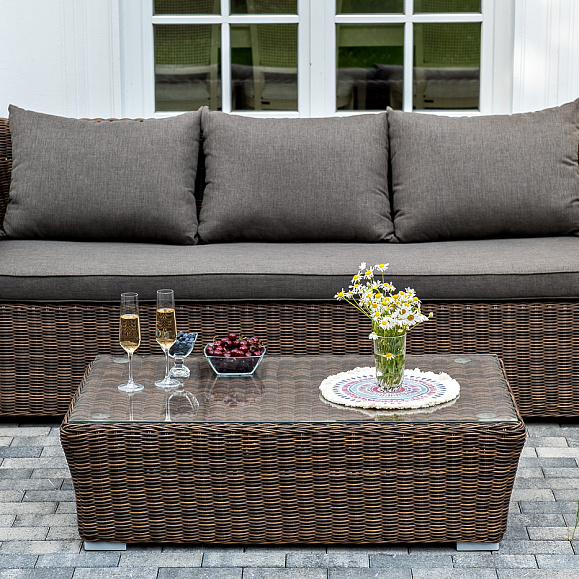 Капучино лаунж-зона из искусственного ротанга, цвет коричневый фото 6