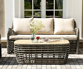 Ницца лаунж-зона из искусственного ротанга, цвет бронзовый