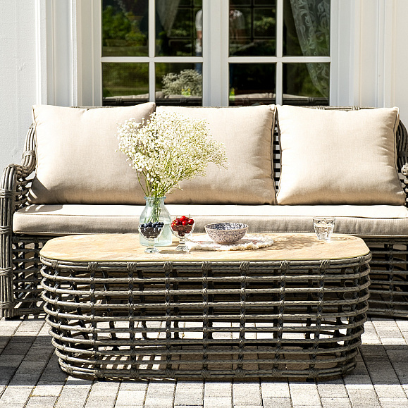 Ницца лаунж-зона из искусственного ротанга, цвет бронзовый фото 5