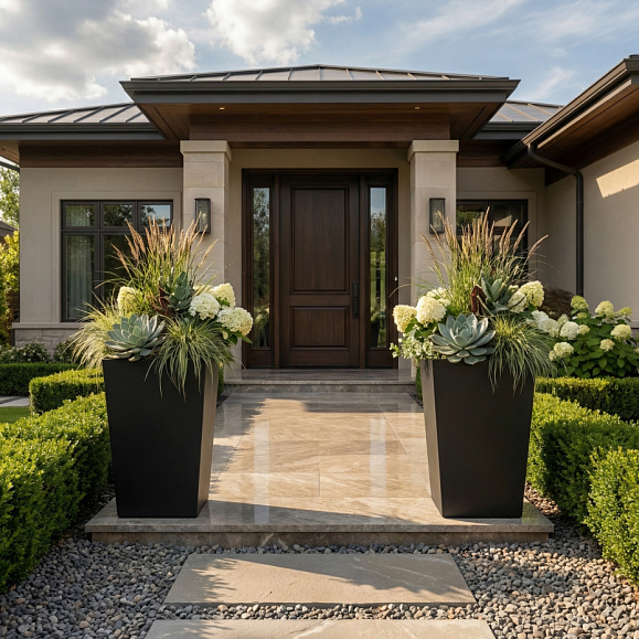 Кашпо Concretika Коник 40x40x70 Идеально черный фото 1