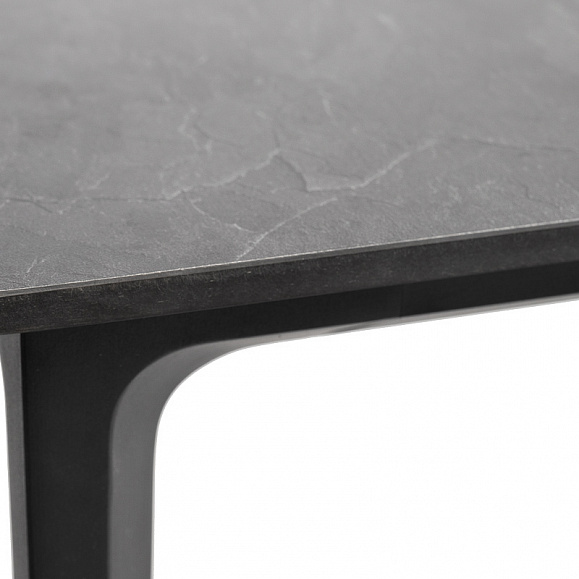 Малага обеденный стол из HPL 160х80см, цвет серый гранит, каркас черный фото 3