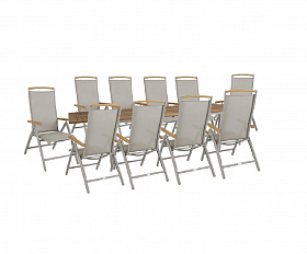 Комплект обеденной мебели Lyon-Andy 280B+10R Brafritid бежевый/натуральный, алюминий/тик
