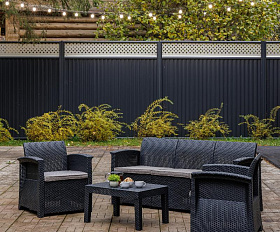 Обеденный комплект Lily Royal Family из пластика с трехместным диваном, цвет черный