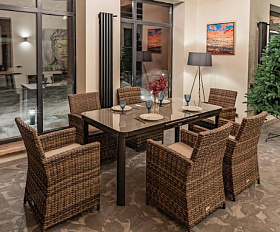 Обеденный комплект Ludwig + Fiona Royal Family из искусственного ротанга, цвет коричневый