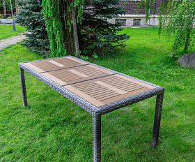 Обеденный стол Amelia Royal Family из искусственного ротанга 200 см, цвет серый