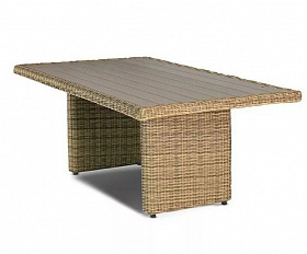 Плетеный обеденный стол Бергамо 4SIS из искусственного ротанга, цвет соломенный