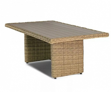 Плетеный обеденный стол Бергамо 4SIS из искусственного ротанга, цвет соломенный