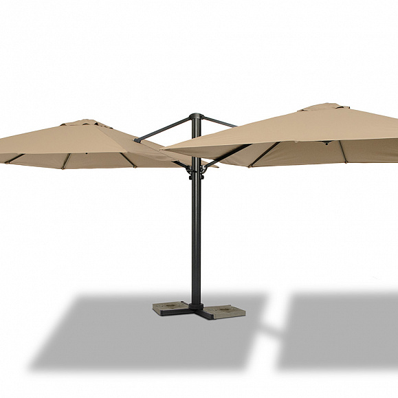 Фабриано зонт двухкупольный 3x3м на алюминиевой опоре, тент темно-серый фото 1