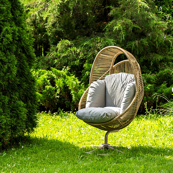 Барселона кресло-кокон из искусственного ротанга, цвет соломенный фото 1