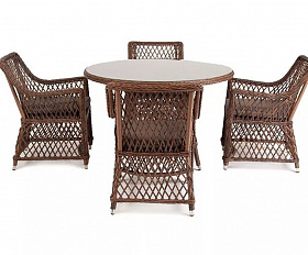 Обеденная группа Доппио 4SIS из искусственного ротанга, цвет коричневый