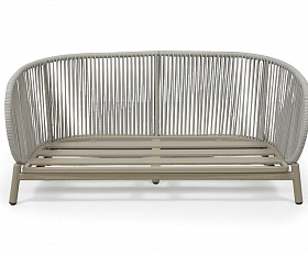 Прато диван двухместный из искусственного ротанга, цвет светло-серый, каркас под дерево (холодно-бежевый)