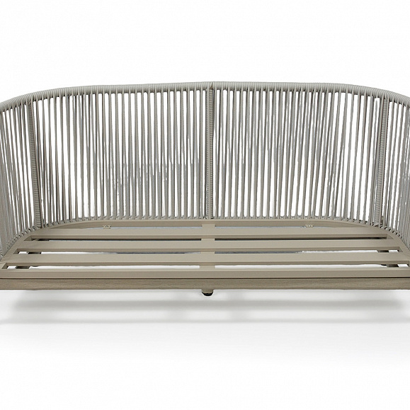 Прато диван двухместный из искусственного ротанга, цвет светло-серый, каркас под дерево (холодно-бежевый) фото 5