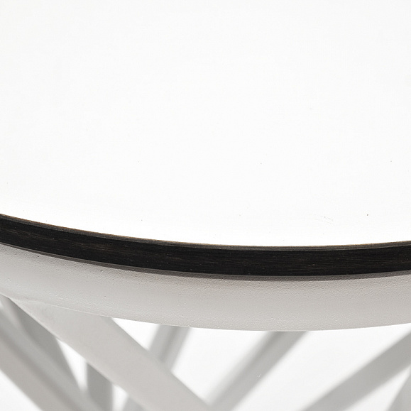 Сантьяго журнальный стол из HPL круглый Ø40 H55, каркас из стали белый, цвет столешницы молочный фото 2