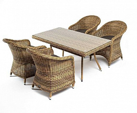 Обеденная Латте–140 R 4SIS группа плетеная, цвет соломенный