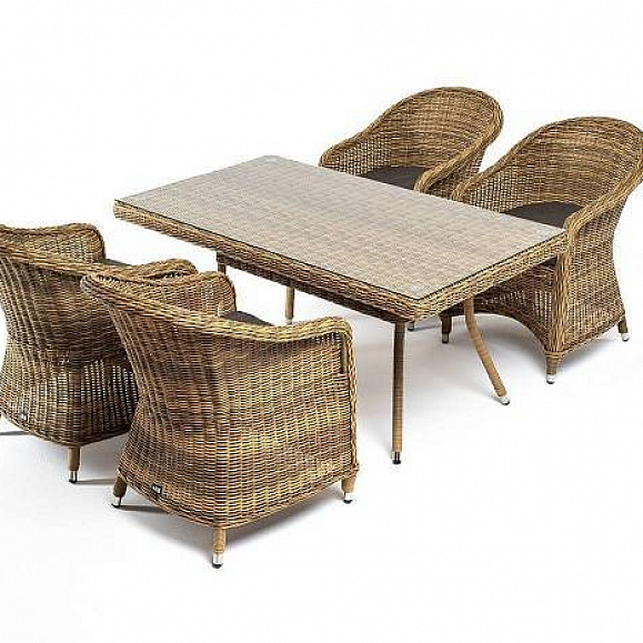 Обеденная Латте–140 R 4SIS группа плетеная, цвет соломенный фото 2