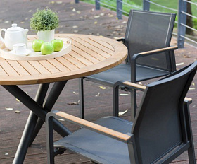 Комплект обеденной мебели Timra T-N Brafritid антрацит/натуральный, алюминий/тик