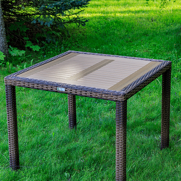 Обеденный стол Amelia Royal Family из искусственного ротанга 90 см, цвет коричневый фото 2