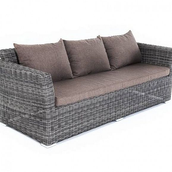Диван Капучино 4SIS из искусственного ротанга трехместный, цвет графит фото 2