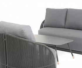 Монтелла лаунж-зона 5-местная плетеная из роупа (веревки), каркас алюминиевый темно-серый, роуп темно-серый