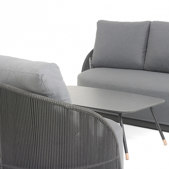 Монтелла лаунж-зона 5-местная плетеная из роупа (веревки), каркас алюминиевый темно-серый, роуп темно-серый фото 6