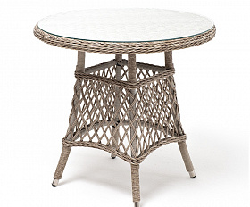 Эспрессо плетеный круглый стол, диаметр 80 см, цвет бежевый