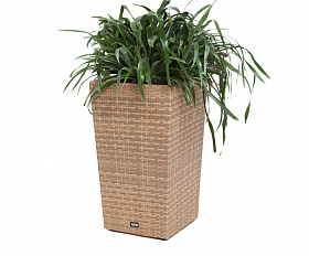 Капучино кашпо для цветов плетеное из искусственного ротанга, цвет соломенный