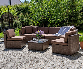 Плетеный модульный диван YR822BB-Brown/Brown