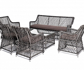 Лаунж-зона Асти 4SIS из искусственного ротанга, цвет графит 6 персон