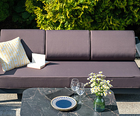 Гранада диван 3-местный, каркас алюминий темно-серый (RAL7024) муар, ткань темно-серая 027