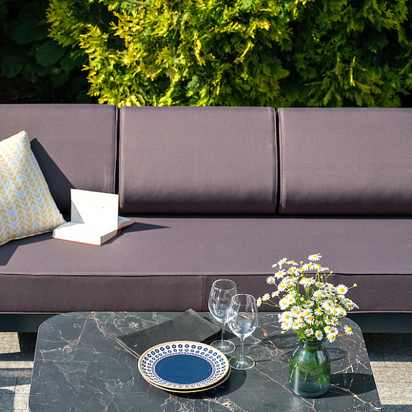 Гранада диван 3-местный, каркас алюминий темно-серый (RAL7024) муар, ткань темно-серая 027 фото 4