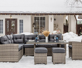 Угловой комплект Genry Royal Family из искусственного ротанга, цвет серый
