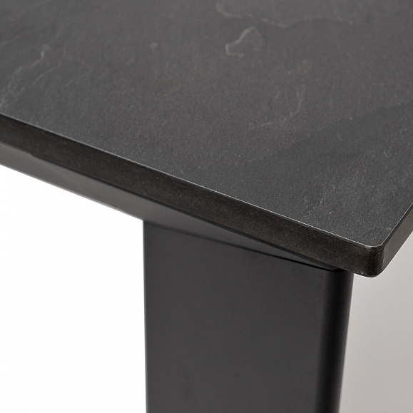 Венето обеденный стол из HPL 90х90см, цвет серый гранит, каркас черный фото 3