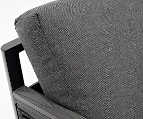 Диван Сан Ремо 4SIS 2-местный плетеный из роупа, каркас алюминий темно-серый, роуп серый, ткань серая