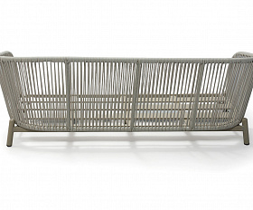 Прато диван трехместный из искусственного ротанга, цвет светло-серый, каркас под дерево (холодно-бежевый)