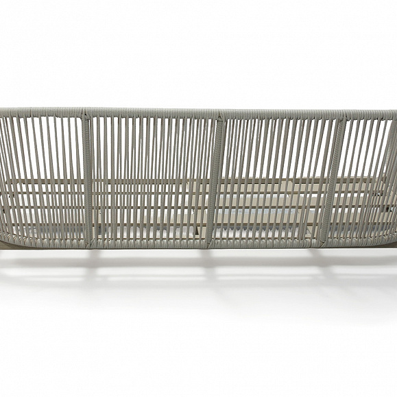 Прато диван трехместный из искусственного ротанга, цвет светло-серый, каркас под дерево (холодно-бежевый) фото 7