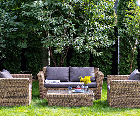 Капучино журнальный столик из искусственного ротанга (гиацинт), цвет соломенный