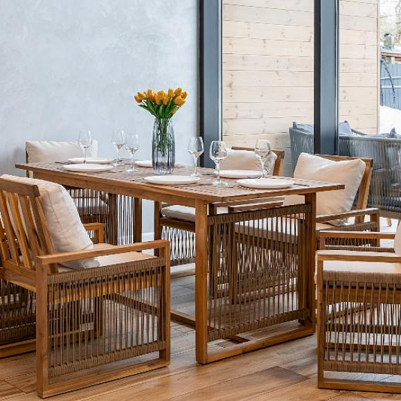 Обеденный комплект Grand Michelle Royal Family из дерева, цвет бежевый фото 4