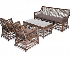 Лаунж-зона Асти 4SIS из искусственного ротанга, цвет коричневый 4 персоны