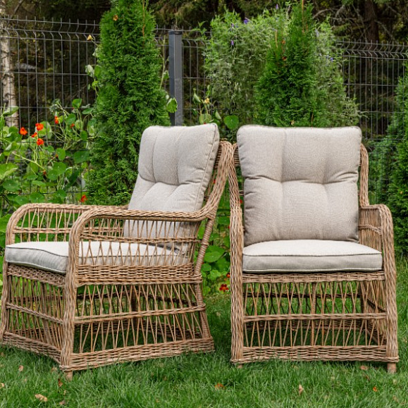 Обеденные кресла Isabella Royal Family из искусственного ротанга, цвет бежевый фото 2