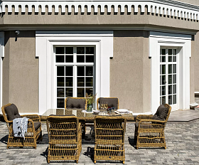 Обеденная Цесена 4SIS группа плетеная из искусственного ротанга, цвет соломенный