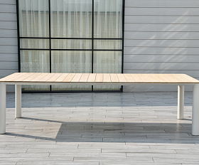 Прага обеденный стол с тиковой столешницей и алюминиевым каркасом