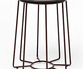 Эквадор журнальный стол из HPL круглый Ø40 H55, каркас из алюминия коричневый (RAL 8016) муар, цвет столешницы дуб