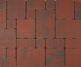 Тротуарная плитка 342 механический завод Вилла 80 мм, микс черно-красный