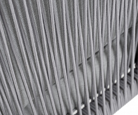 Канны угловой модуль плетеный из роупа, каркас алюминий белый муар, роуп светло-серый круглый, ткань светло-серая