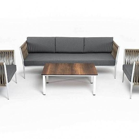 Лаунж-Зона Касабланка 4SIS плетеная из роупа 5-местная, цвет серый фото 1