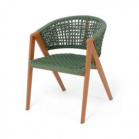 Стул Амстердам 4SIS плетеный из роупа, каркас алюминий, роуп зеленый круглый фото 1